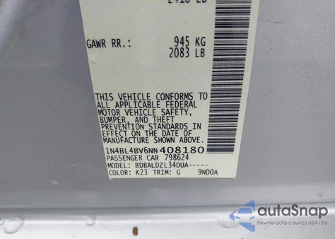 2022 Nissan Altima S Fwd from USA, damaged, VIN 1N4BL4BV6NN408180